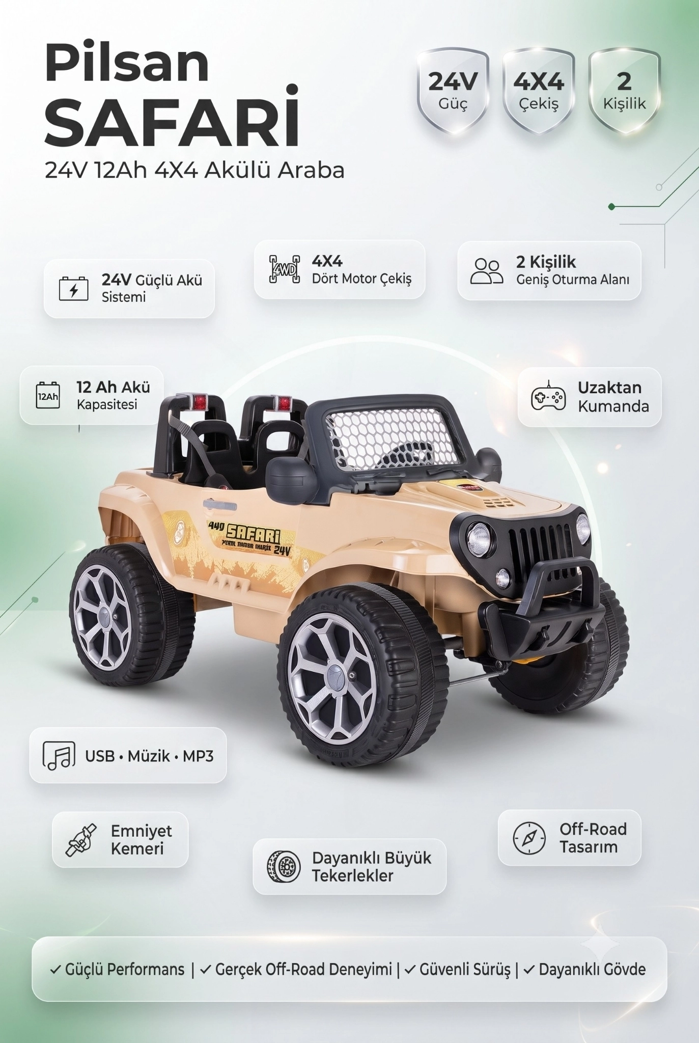 24Volt Akülü 4x4 Arazi Aracı 4Çeker Akülü  Jeep