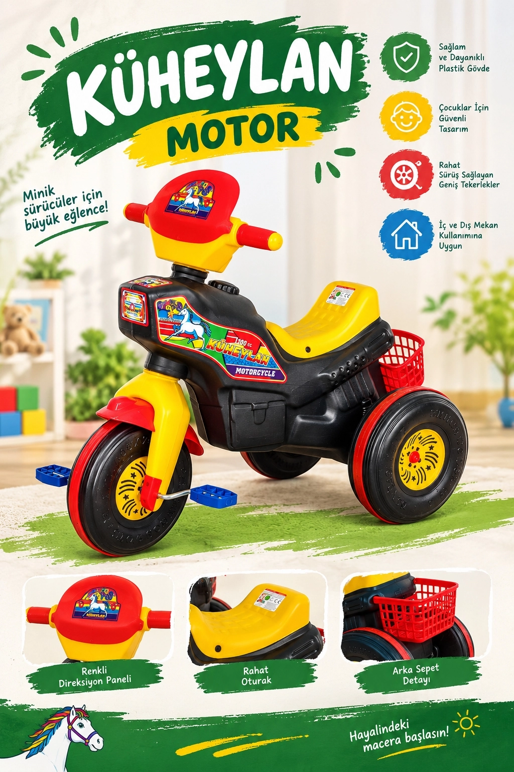 3 Tekerli Küheylan Çocuk Motoru