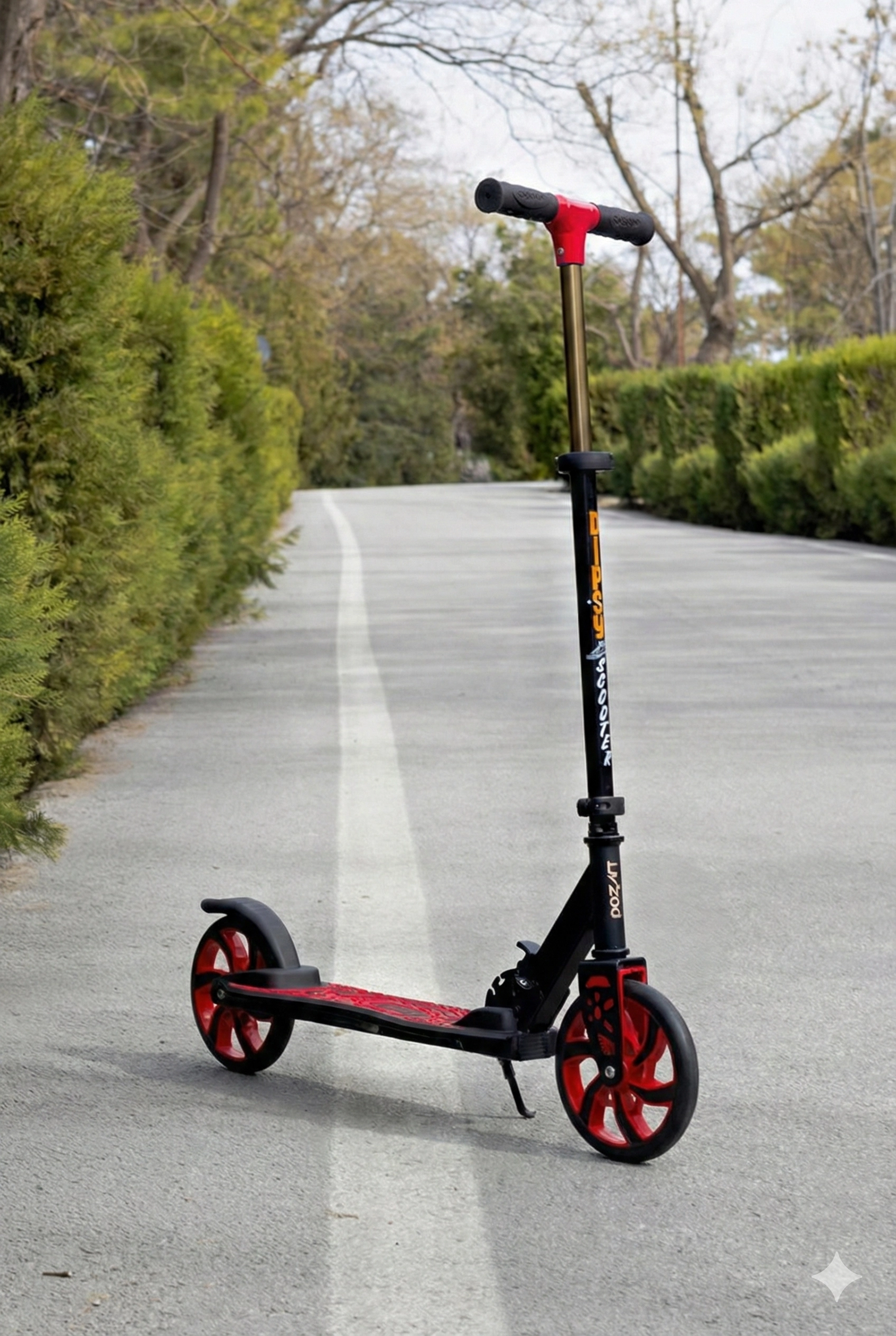 DİPSY KIRMIZI 2 Tekerlekli Katlanabilir +12 Yaş Üzeri Max 100 kg Taşıma Kapasite Frenli 9-12 yaş Scooter