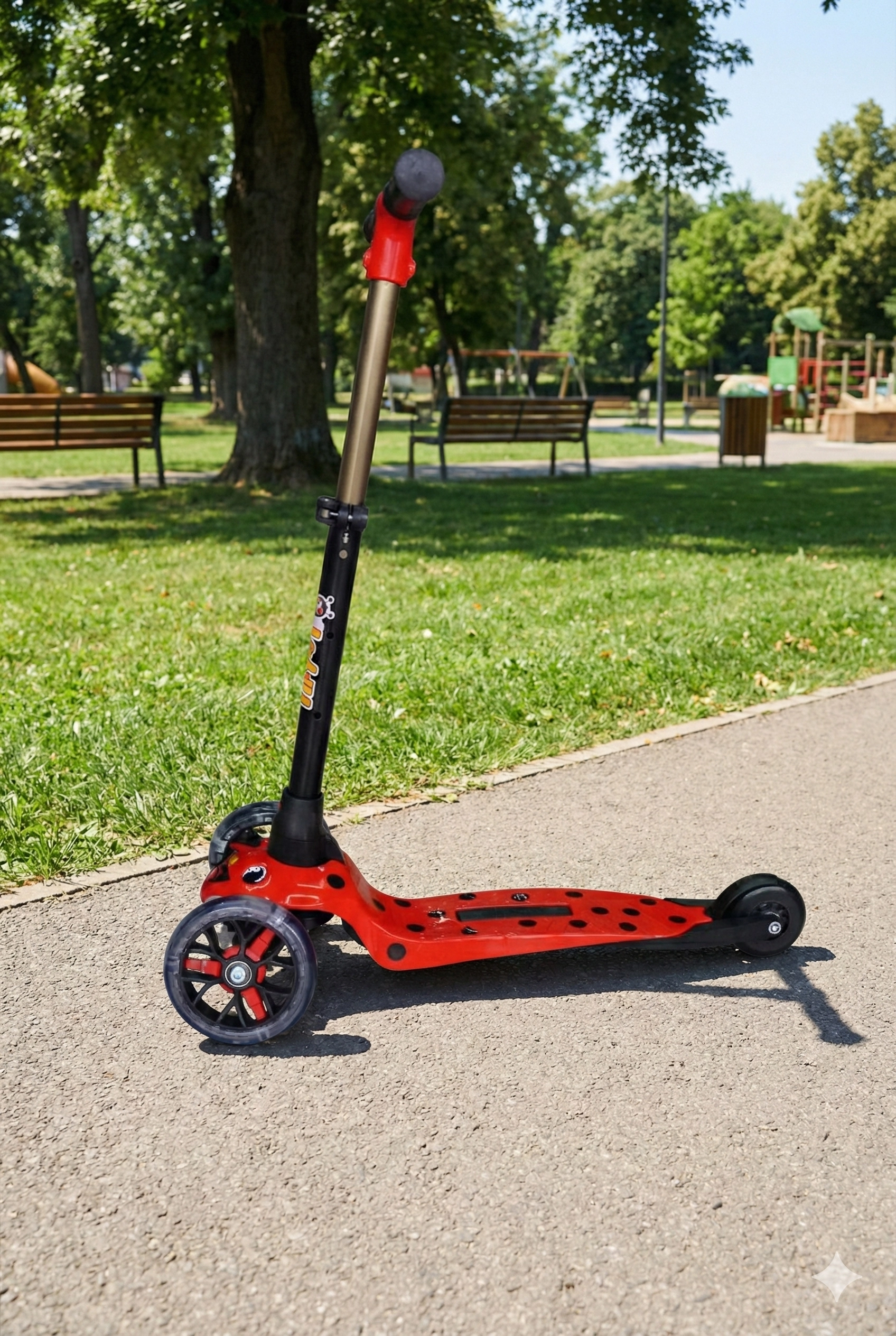 LEDDY UĞUR BÖCEĞİ Led Işıklı 3 Tekerli 2+ Yaş Arası Max 50 Kg Taşıma Kapasitesi 3 Kademeli Scooter