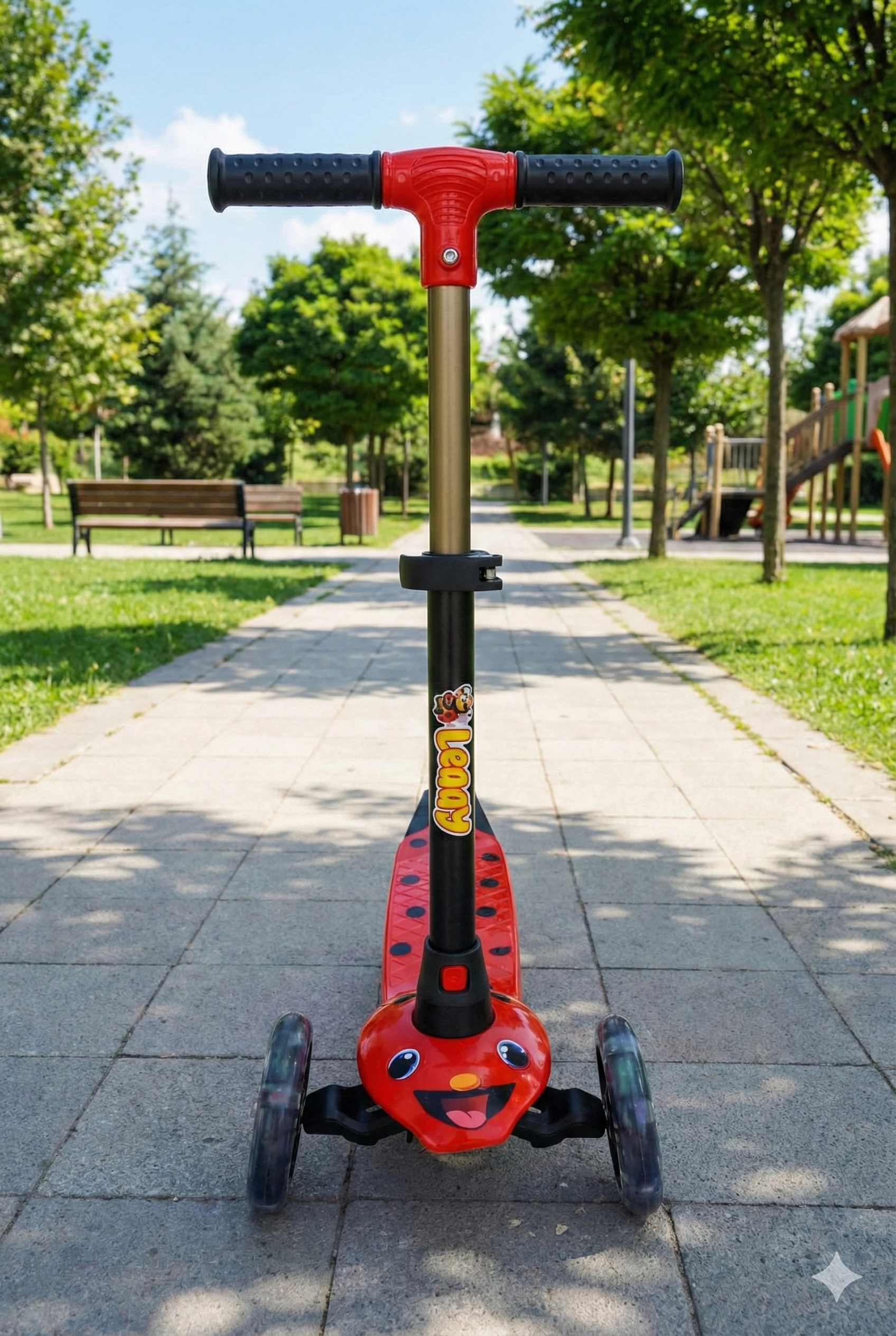 LEDDY UĞUR BÖCEĞİ Led Işıklı 3 Tekerli 2+ Yaş Arası Max 50 Kg Taşıma Kapasitesi 3 Kademeli Scooter