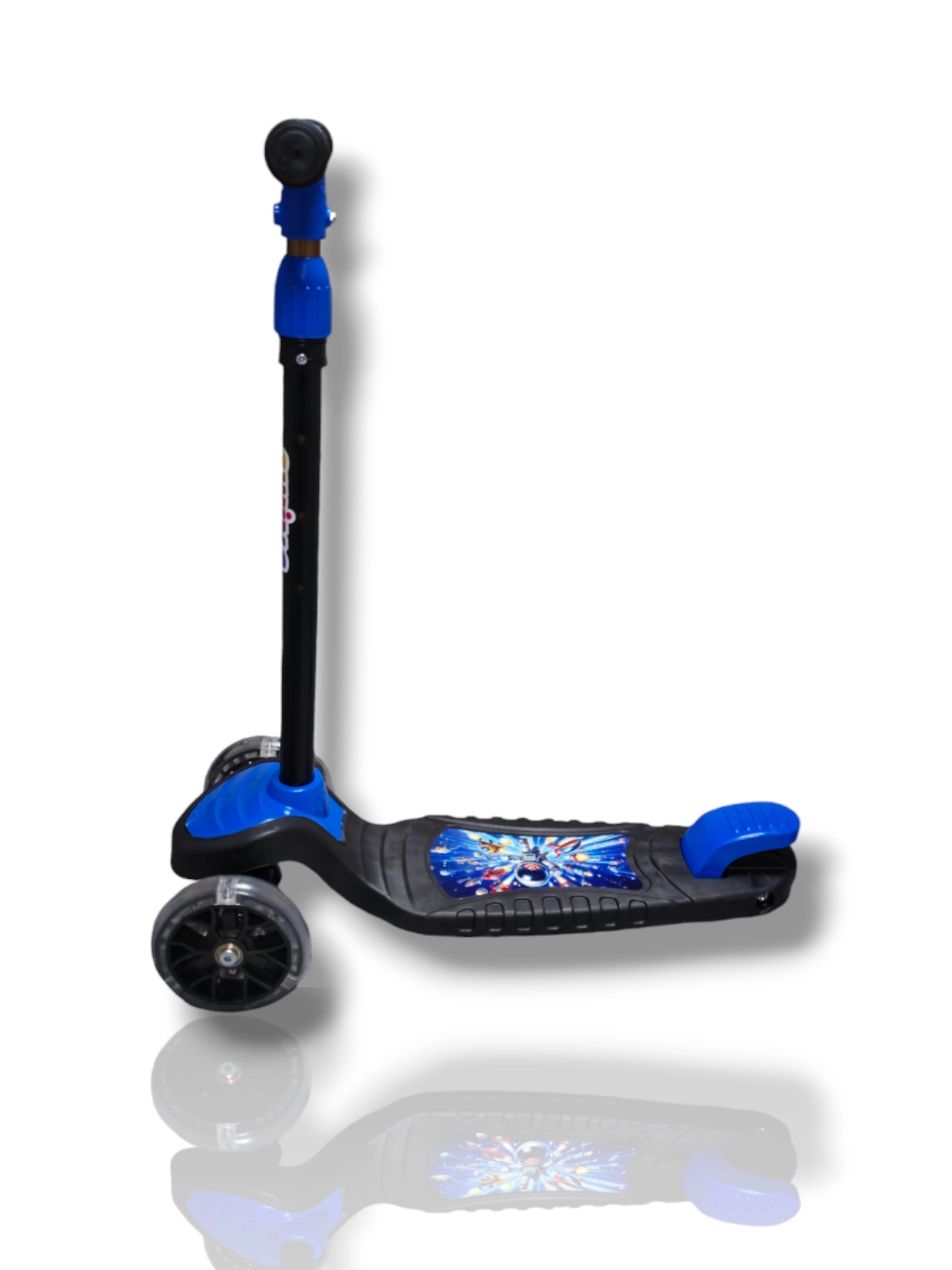 SWİNG MAVİ Led Işıklı 3 Tekerlekli Yükseklik Ayarlı Scooter +3 Yaş 40Kg Kapasiteli