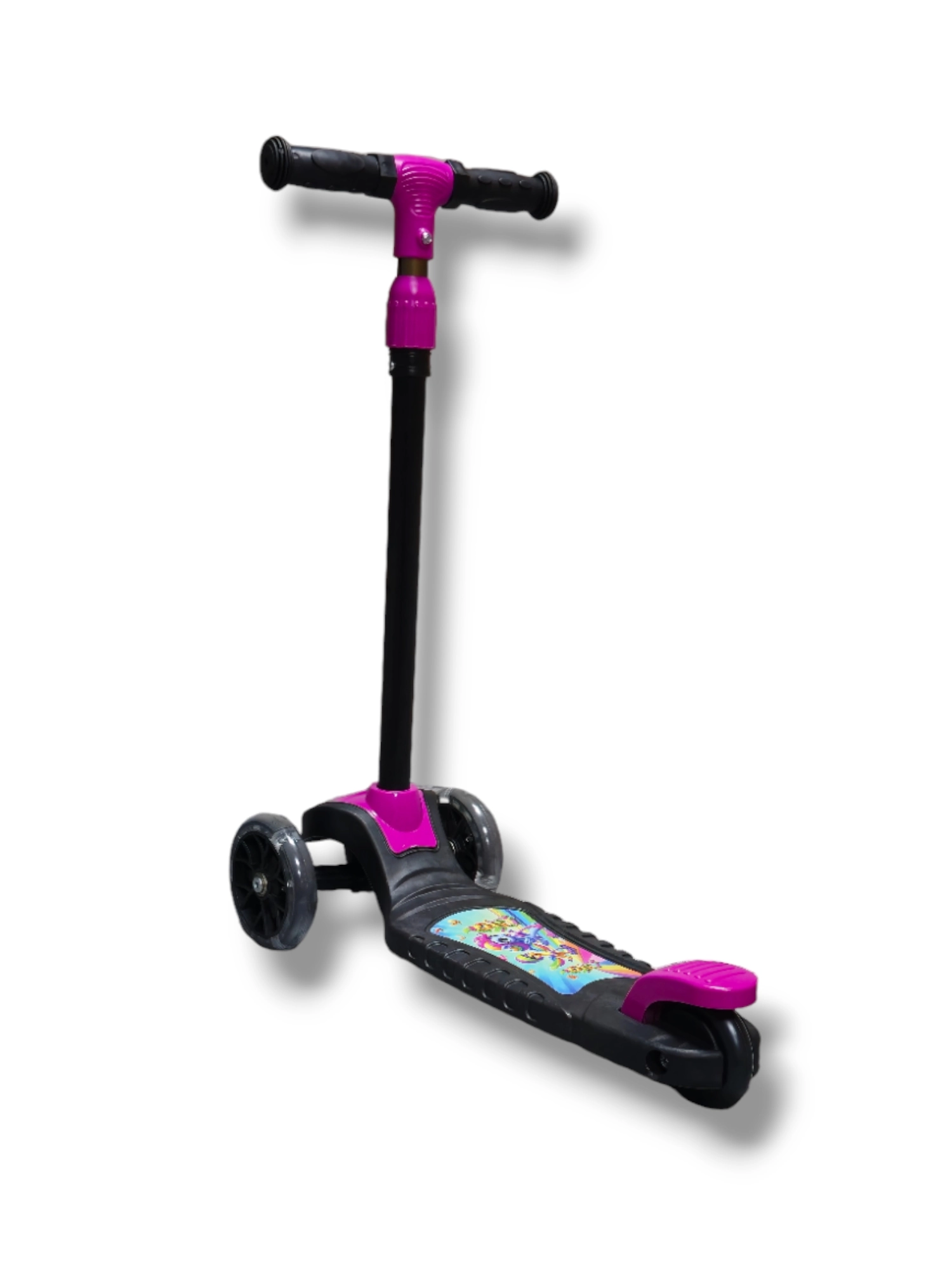SWİNG PEMBE Led Işıklı 3 Tekerlekli Yükseklik Ayarlı Scooter +3 Yaş 40Kg Kapasiteli