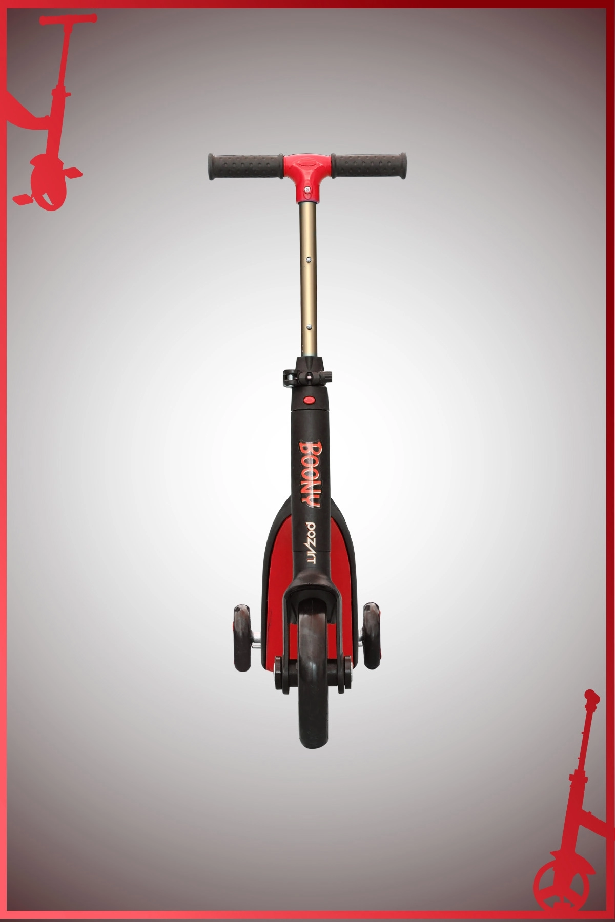 BOONY KIRMIZI İilk Bisikletim Hem Scooter Hem Bisiklet 3 Farklı Özellik 2-8 Yaş Arası