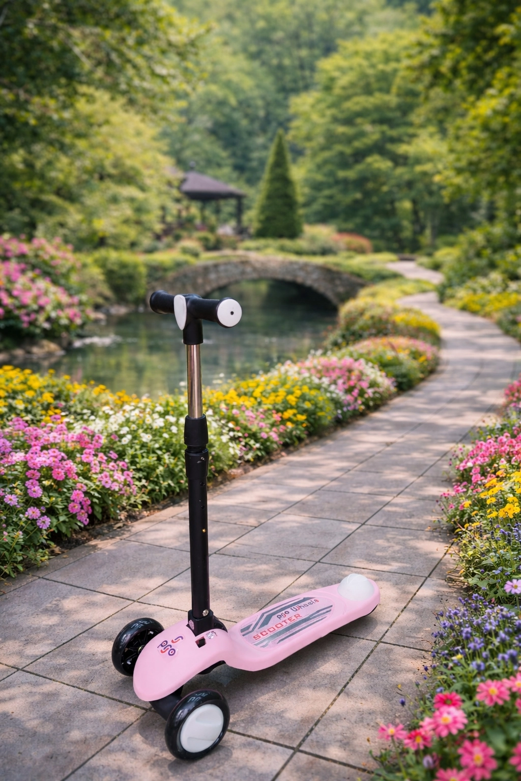 Pro Işıklı ve Katlanabilir Led Işıklı 3 Tekerlekli Çocuk Scooter 50kg Kapasite 3+yaş