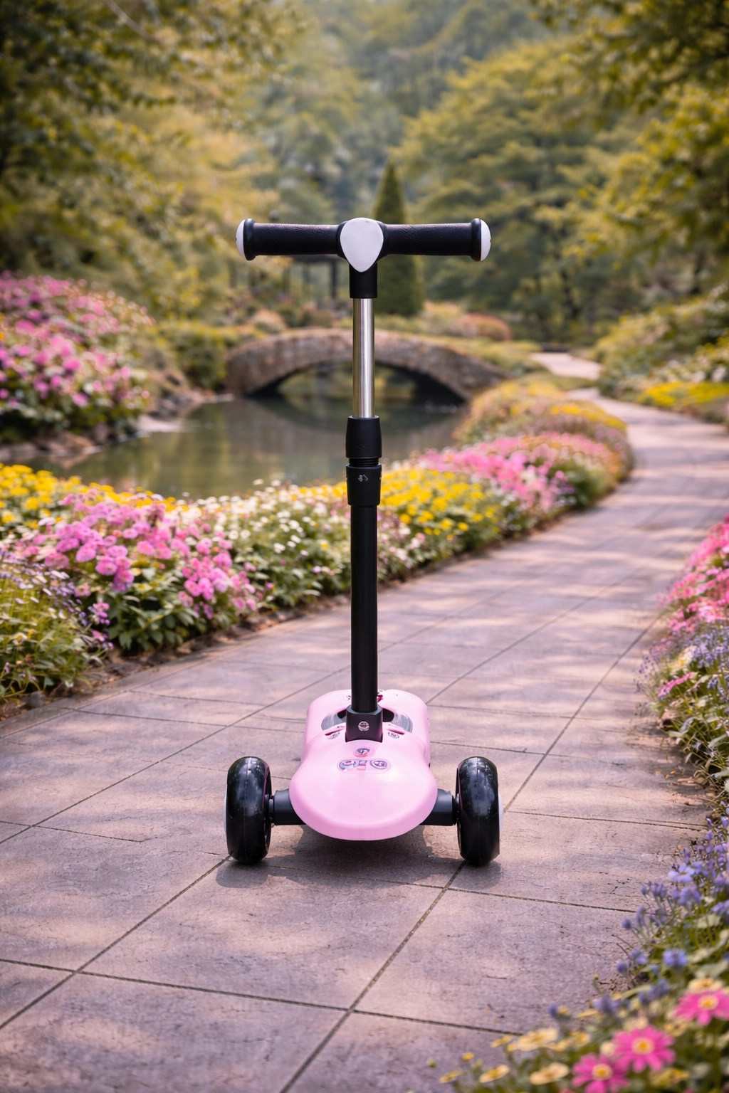Pro Işıklı ve Katlanabilir Led Işıklı 3 Tekerlekli Çocuk Scooter 50kg Kapasite 3+yaş