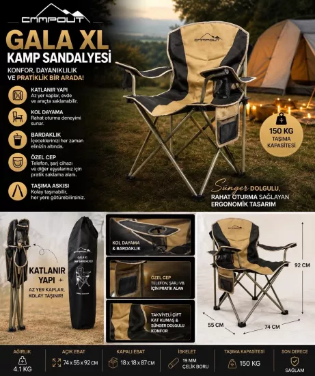 Gala Xl Katlanır Lüks Kamp Sandalyes