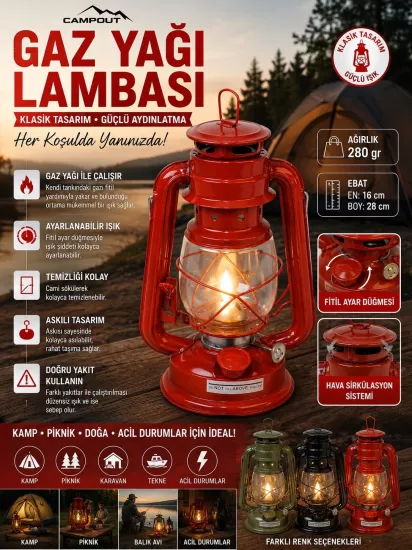 Campout NGLMB Gaz Yağı Kamp Lambası