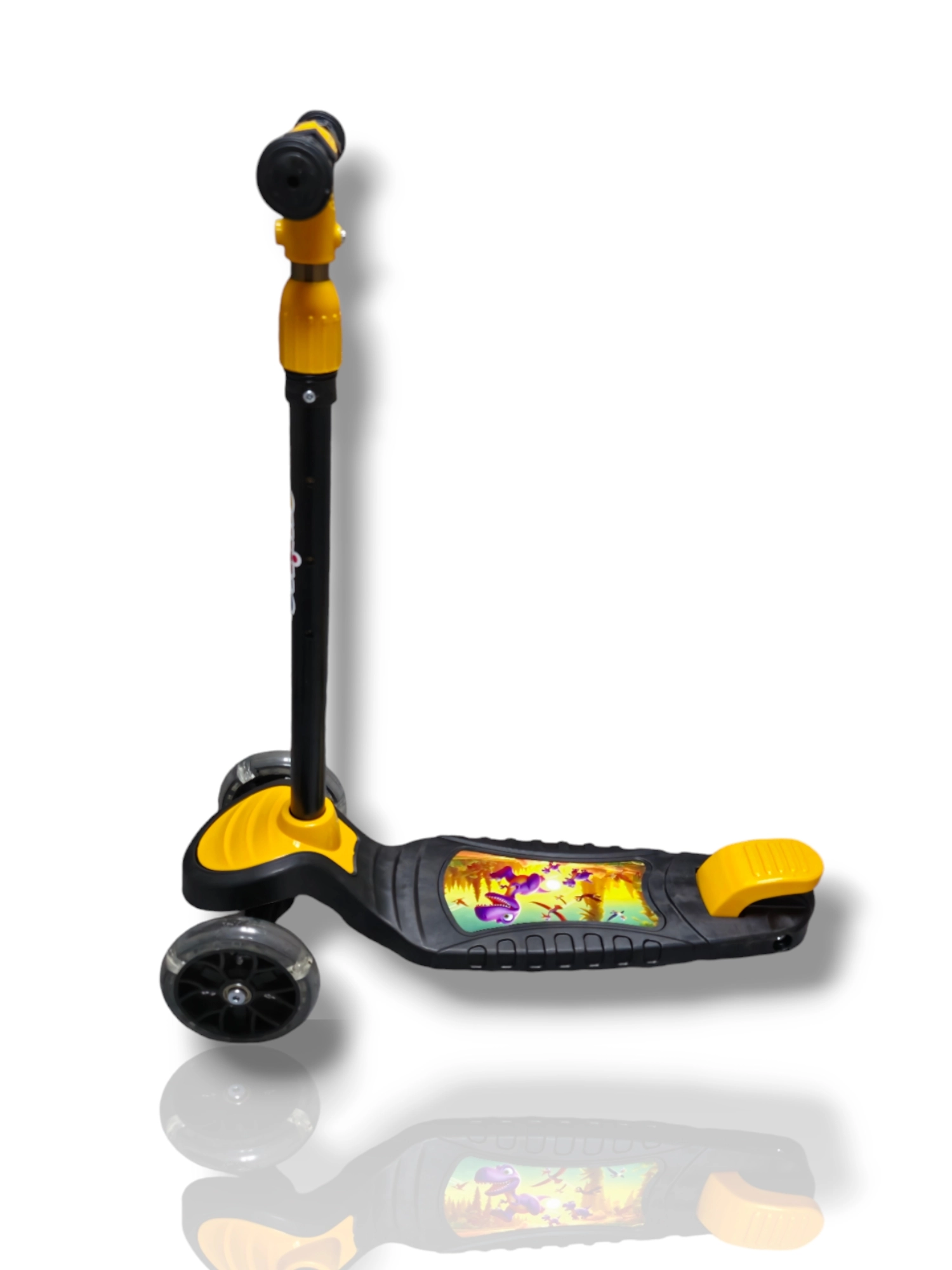 SWİNG SARI Led Işıklı 3 Tekerlekli Yükseklik Ayarlı Scooter +3 Yaş 40Kg Kapasiteli