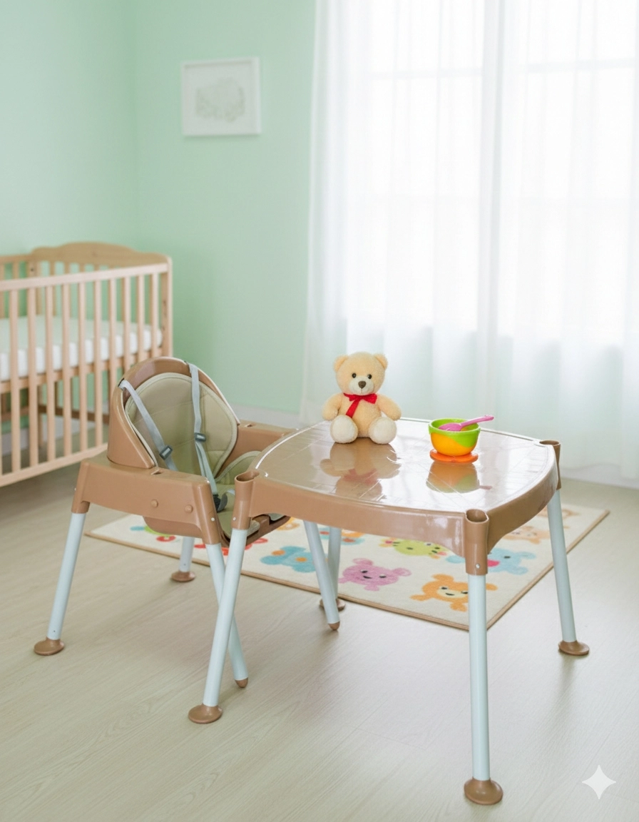 TRİO KAHVERENGİ MAMA SANDALYESİ - 3 Aşamalı Mama Sandalyesi/Aktivite Masası/Masa/Sandalye