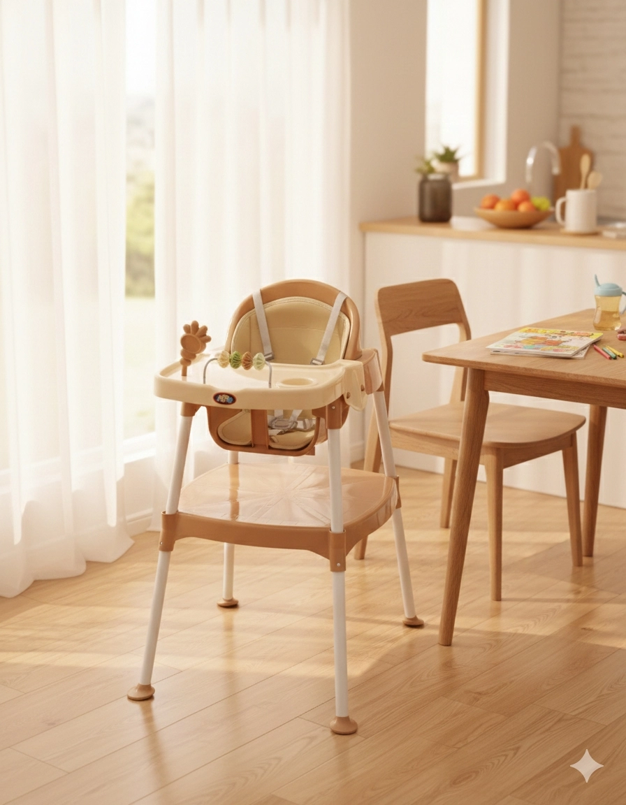 TRİO KAHVERENGİ MAMA SANDALYESİ - 3 Aşamalı Mama Sandalyesi/Aktivite Masası/Masa/Sandalye