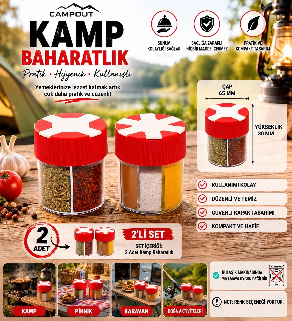 Kamp Baharatlık Seti 2Lİ 4-6Bölmeli
