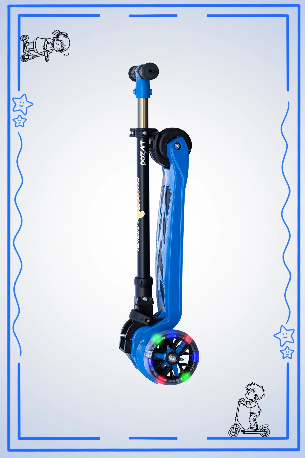 WİNKY MAVİ Led Işıklı 3 Tekerli Katlanabilir 5-9 Yaş Arası Max 90 Kg Taşıma Kapasitesi 3 kademeli Scooter