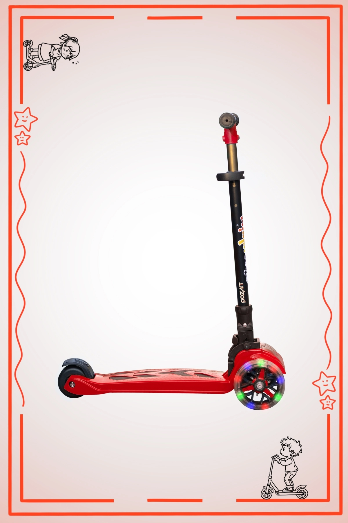 WİNKY KIRMIZI Led Işıklı 3 Tekerli Katlanabilir 5-9 Yaş Arası Max 90 Kg Taşıma Kapasitesi 3 kademeli Scooter