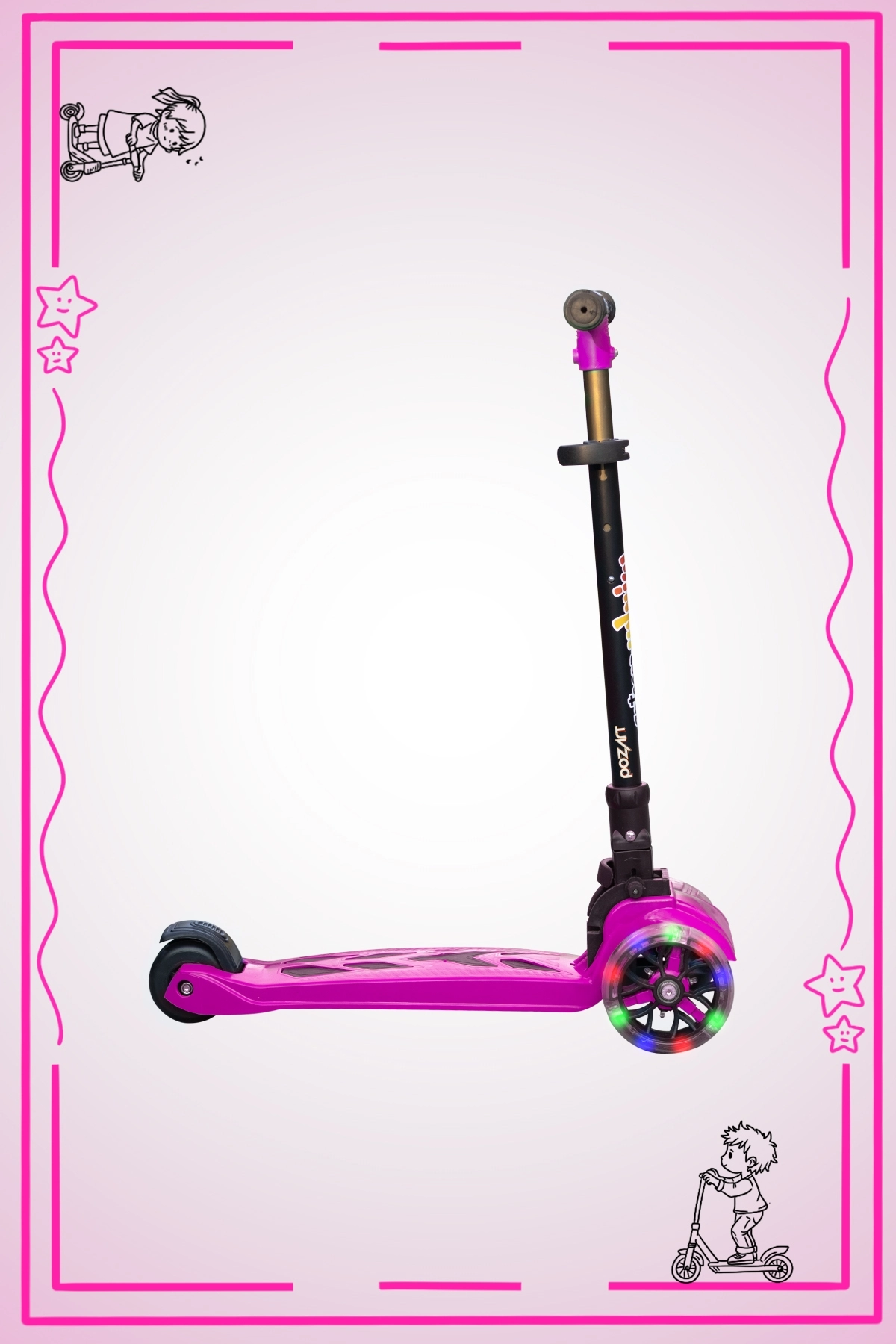 WİNKY PEMBE Led Işıklı 3 Tekerli Katlanabilir 5-9 Yaş Arası Max 90 Kg Taşıma Kapasitesi 3 kademeli Scooter