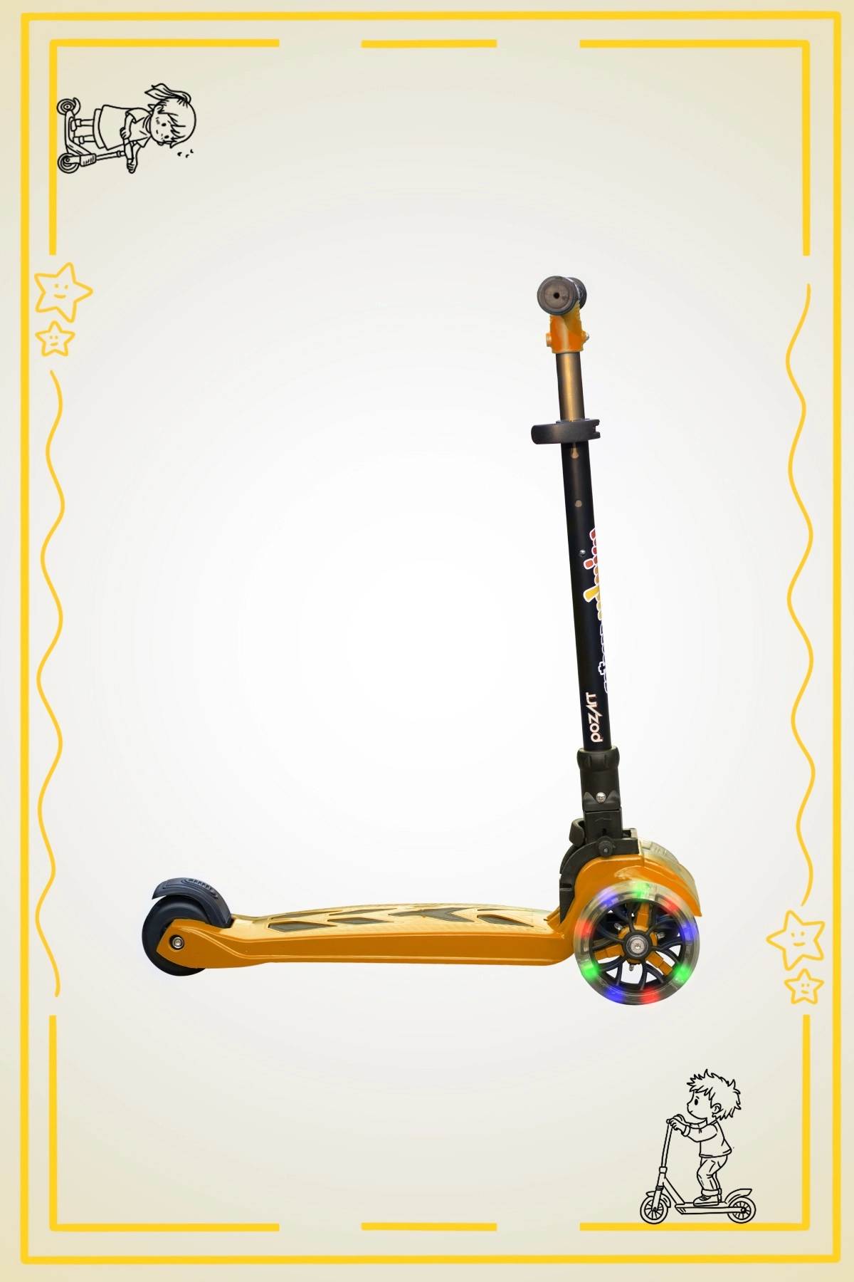 WİNKY TURUNCU/SARI Led Işıklı 3 Tekerli Katlanabilir 5-9 Yaş Arası Max 90 Kg Taşıma Kapasitesi 3 kademeli Scooter