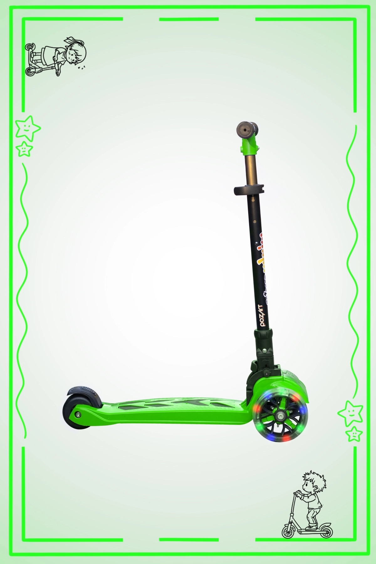 WİNKY YEŞİL Led Işıklı 3 Tekerli Katlanabilir 5-9 Yaş Arası Max 90 Kg Taşıma Kapasitesi 3 kademeli Scooter